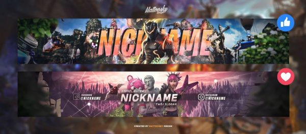 2 Fortnite YouTube Banners Template