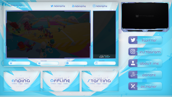 BLUE & WHITE FREE STREAM OVERLAY TEMPLATE